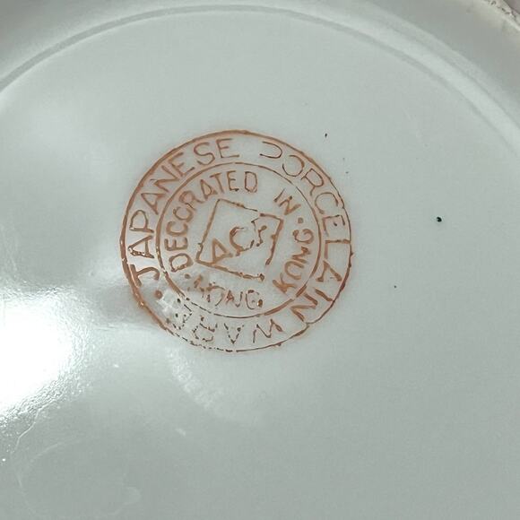 Vintage A.C.F. Mid Century Japanese Porcelain Tea Set Green Floral Gold Enamel - Picture 8 of 16